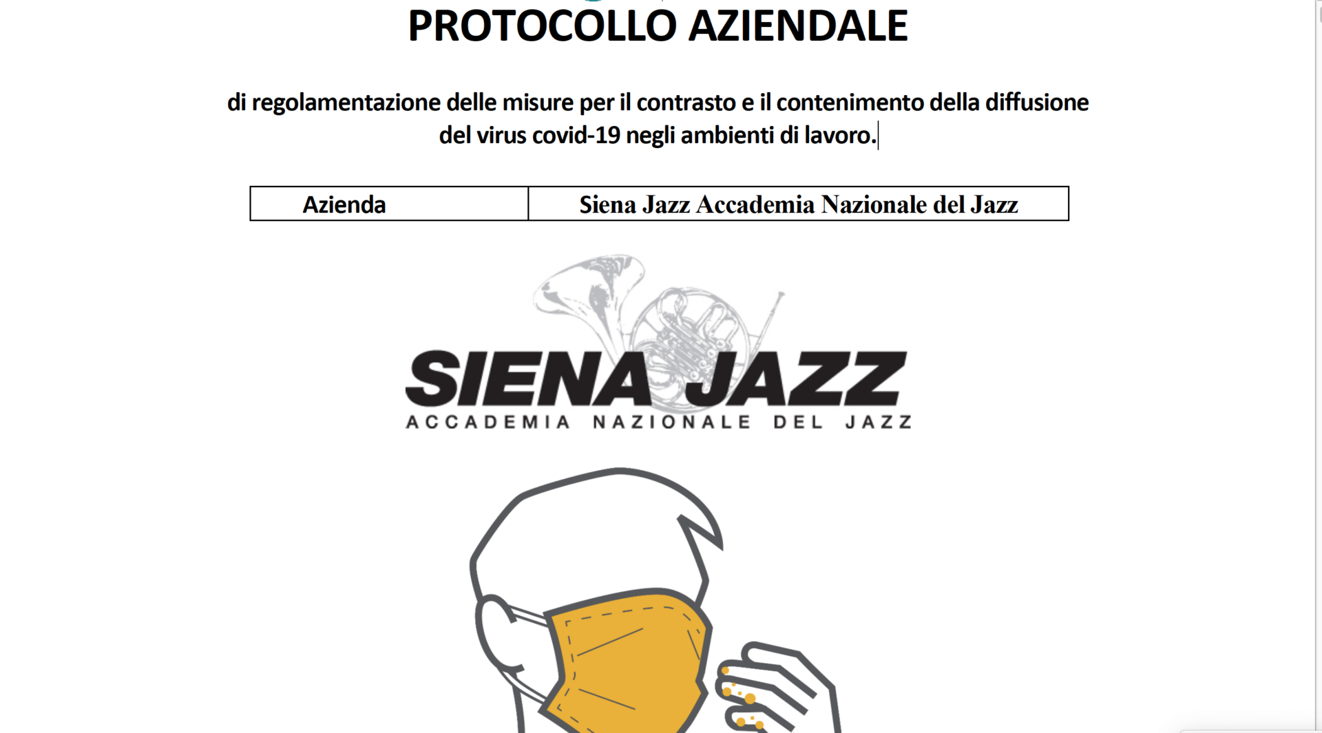 Protocollo anti-contagio aggiornato